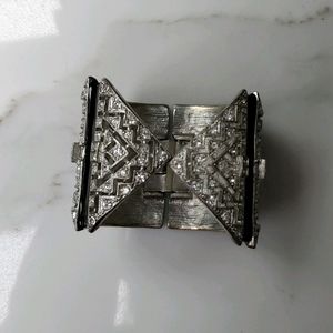 Black and silver jeweled cuff